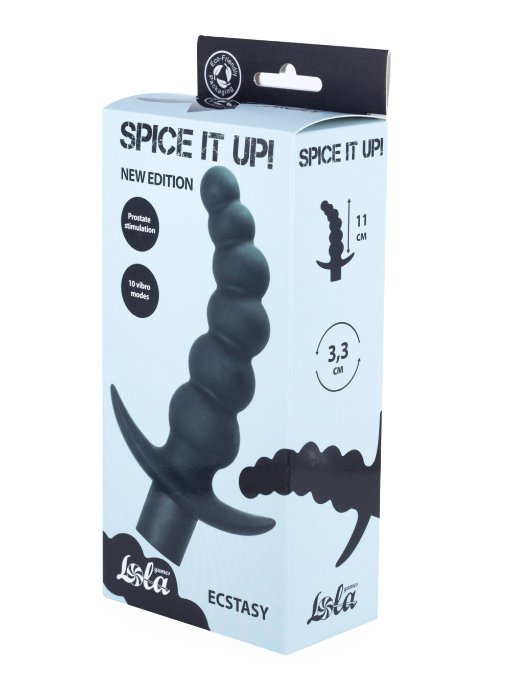 Anal plug with vibration Spice it up Ecstasy Black