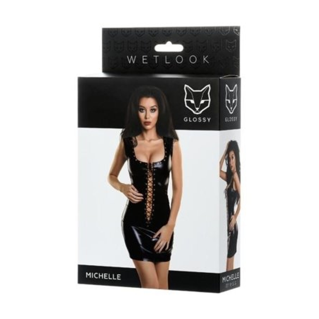 Glossy - Shiny Wetlook dress with a lace MICHELLE - XL