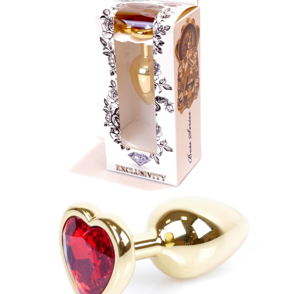 Plug-Jawellery Gold Heart PLUG- Red