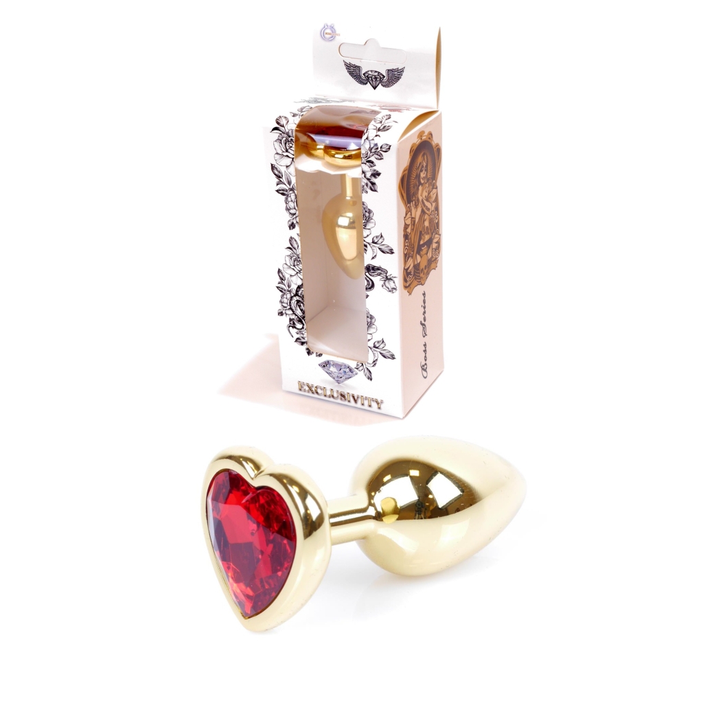 Plug-Jawellery Gold Heart PLUG- Red
