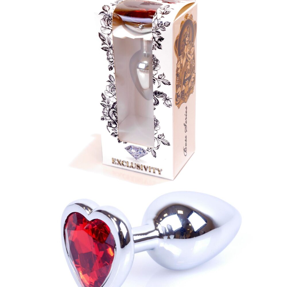 Plug-Jawellery Silver Heart PLUG- Red