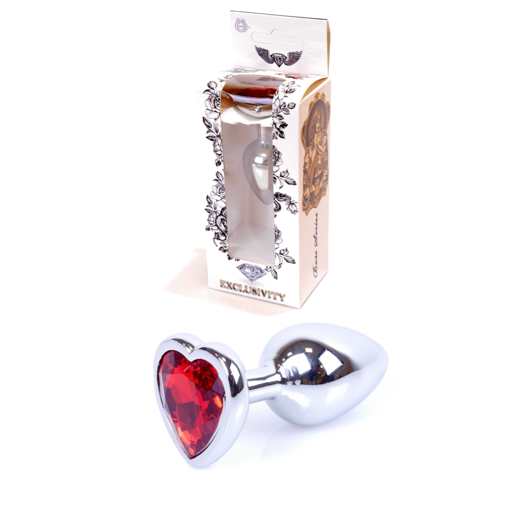 Plug-Jawellery Silver Heart PLUG- Red