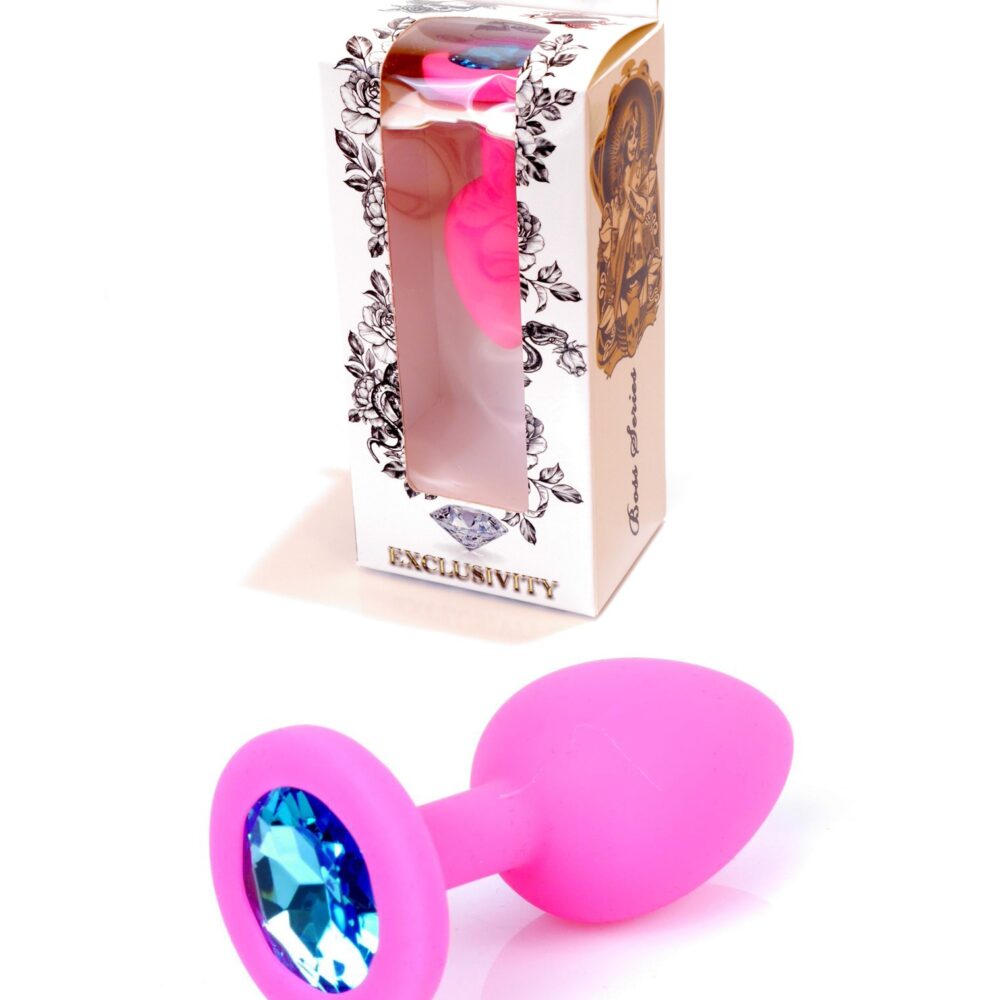 Plug-Jawellery Pink Silikon PLUG Small- Light Blue Diamond