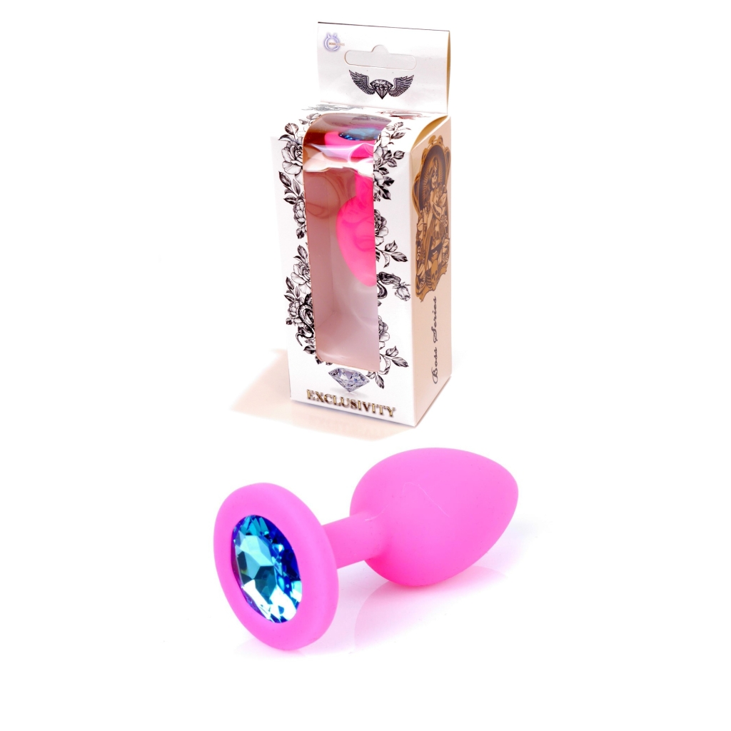 Plug-Jawellery Pink Silikon PLUG Small- Light Blue Diamond