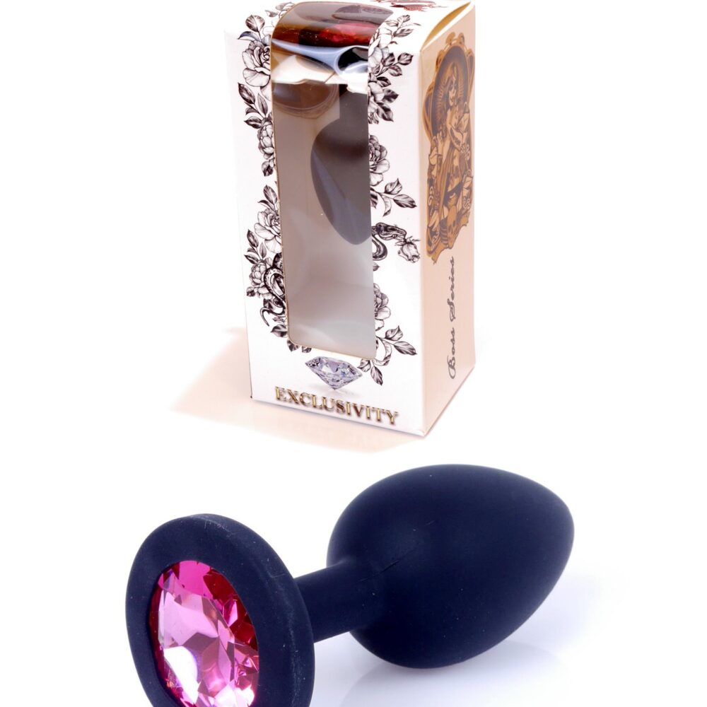 Plug-Jawellery Black Silikon PLUG Small- Pink Diamond