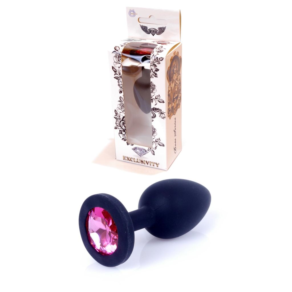 Plug-Jawellery Black Silikon PLUG Small- Pink Diamond