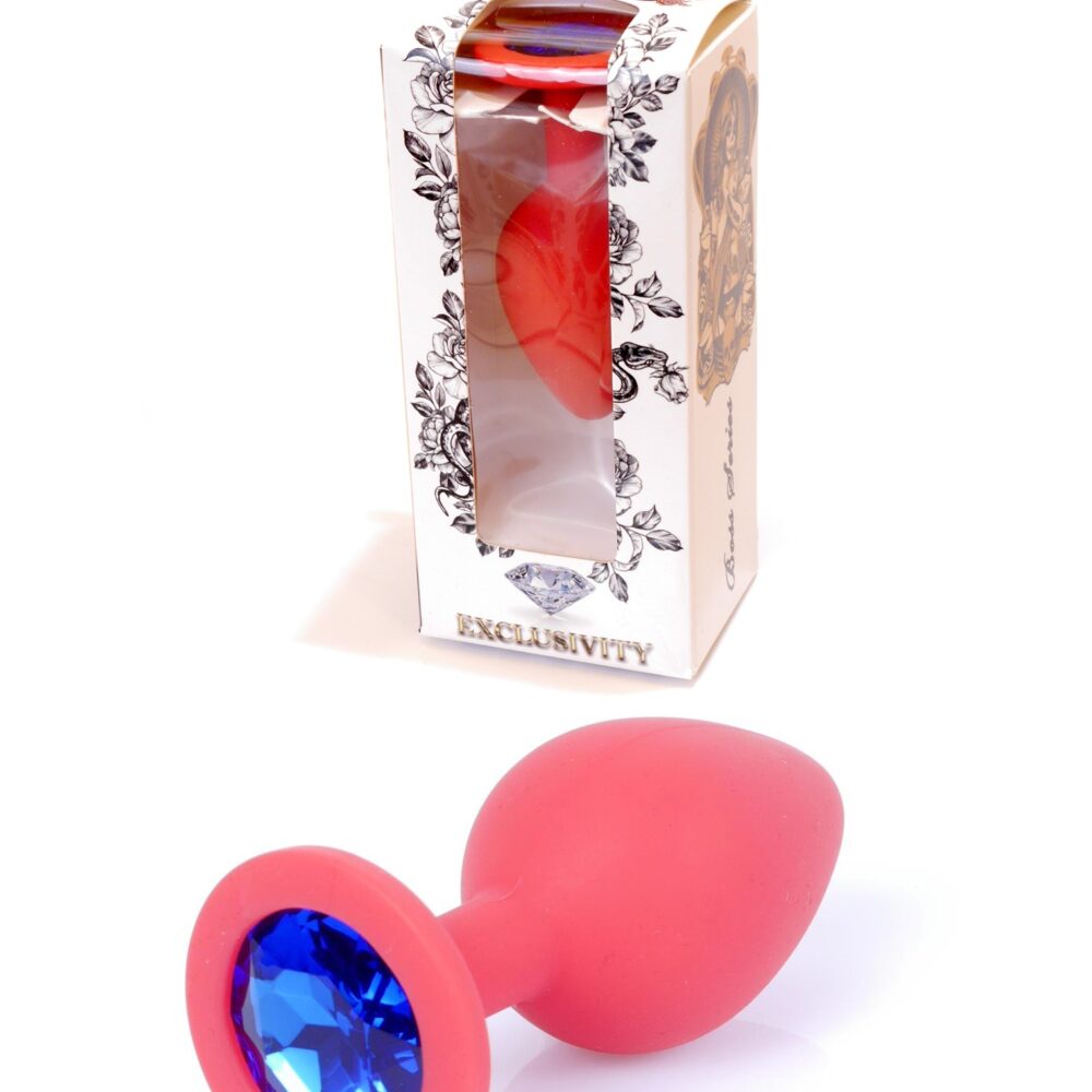 Plug-Jawellery Red Silikon PLUG Medium- Blue Diamond