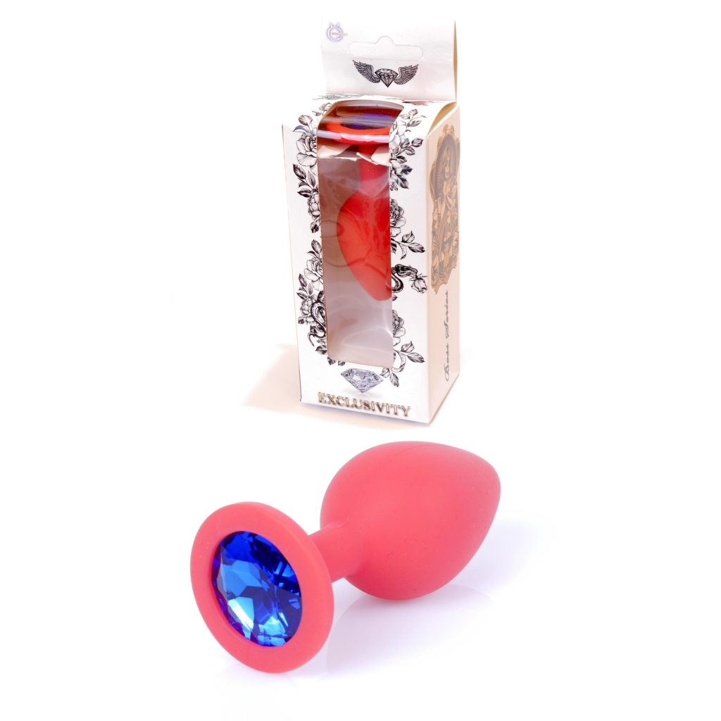 Plug-Jawellery Red Silikon PLUG Medium- Blue Diamond