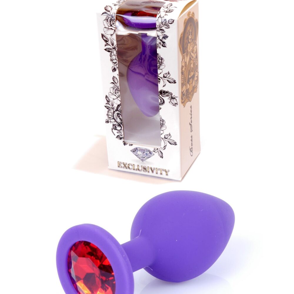 Plug-Jawellery Purple Silikon PLUG Medium- Red Diamond