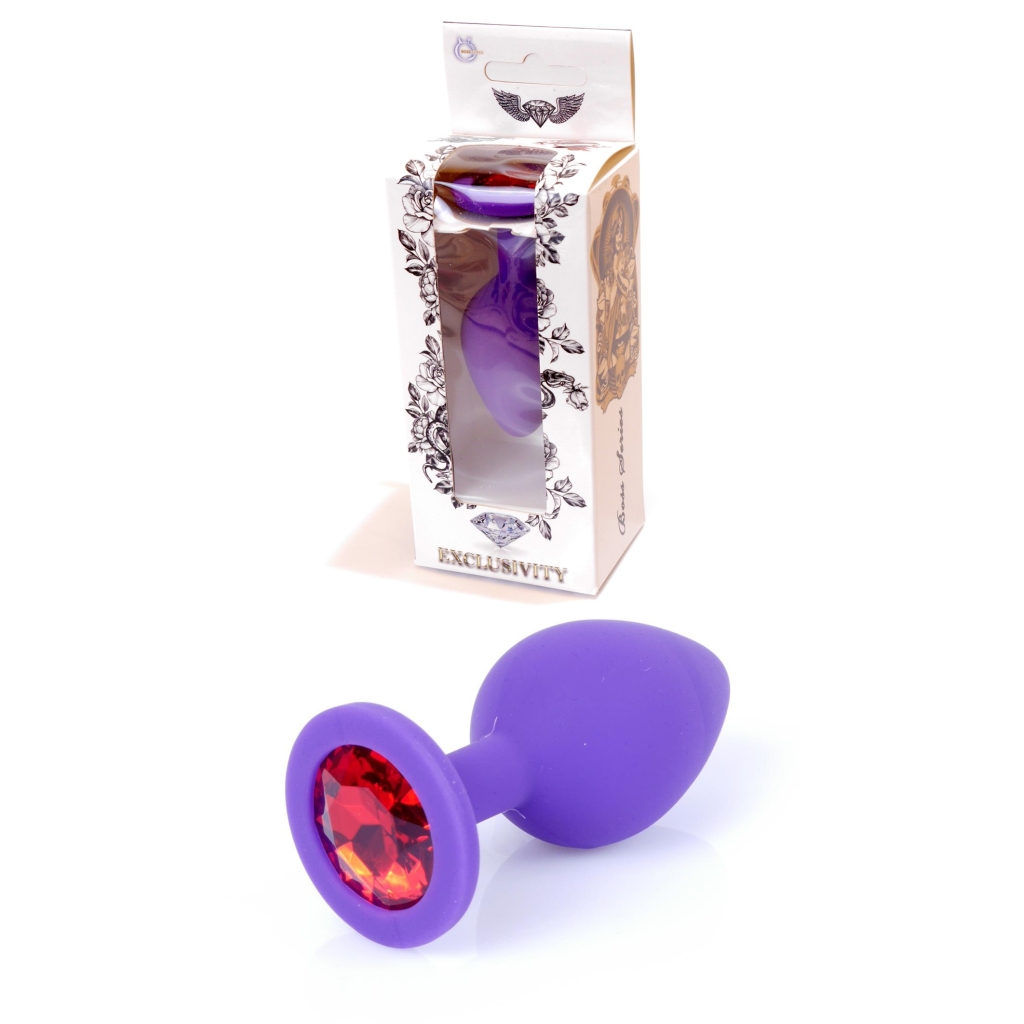 Plug-Jawellery Purple Silikon PLUG Medium- Red Diamond