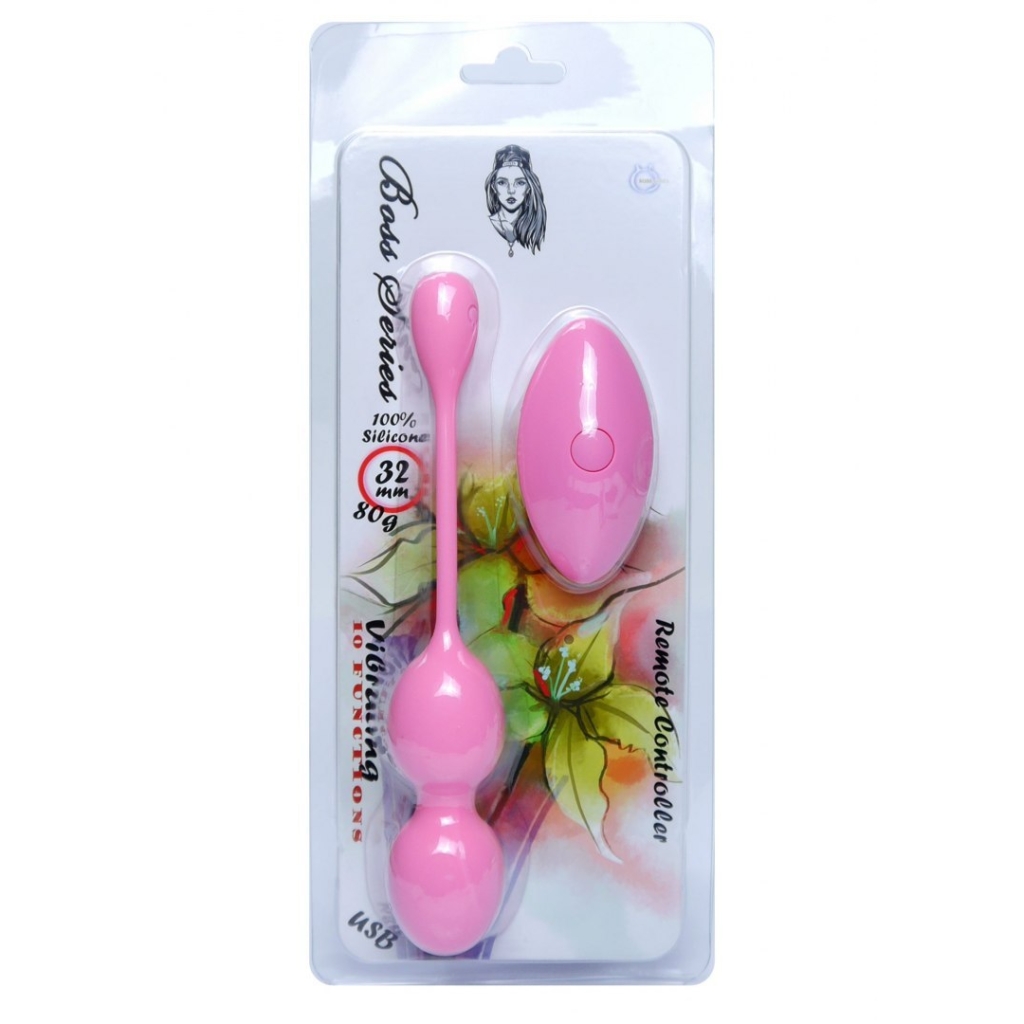 Vibrating Kegel Balls 32mm 80g Pink 10 function USB Remote Control - Boss Series