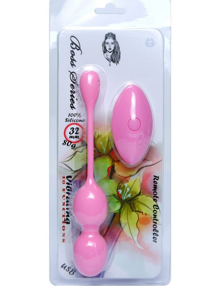 Vibrating Kegel Balls 32mm 80g Pink 10 function USB Remote Control - Boss Series
