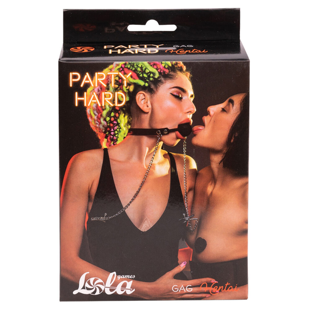 Ball gag with nipple clamps Party Hard Hentai