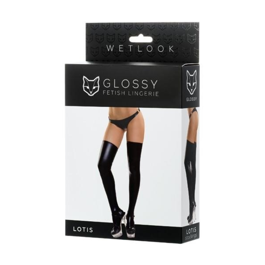 Glossy - Shiny Wetlook stockings LOTIS - black - M