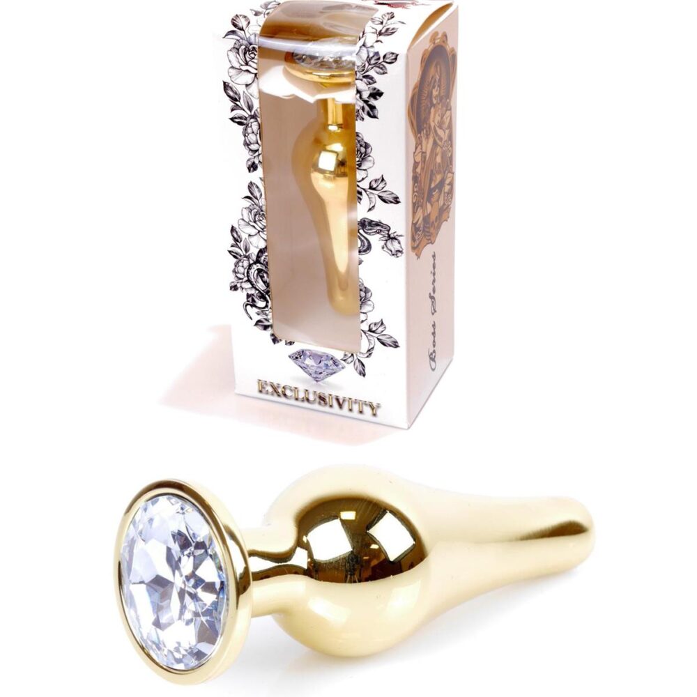 Plug-Jewelery Gold BUTT PLUG- Clear