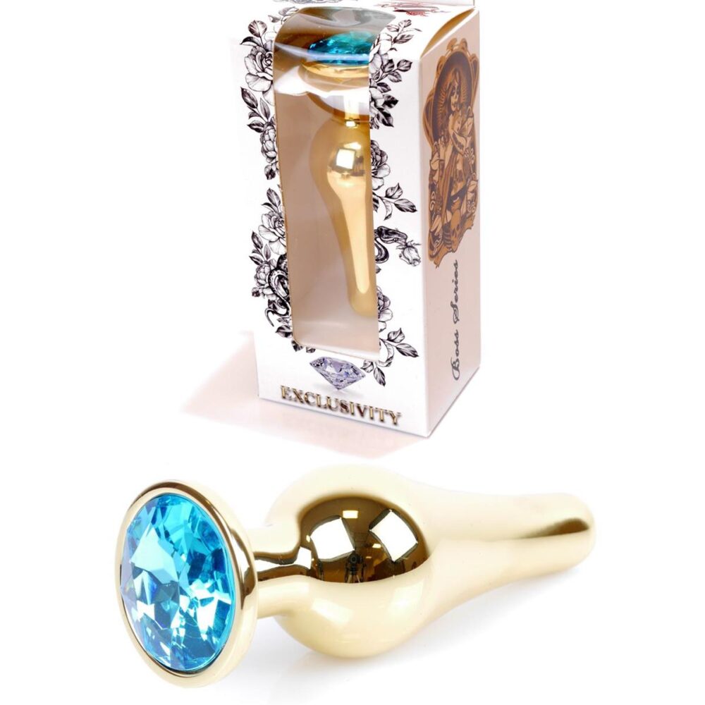 Plug-Jewelery Gold BUTT PLUG- Light Blue