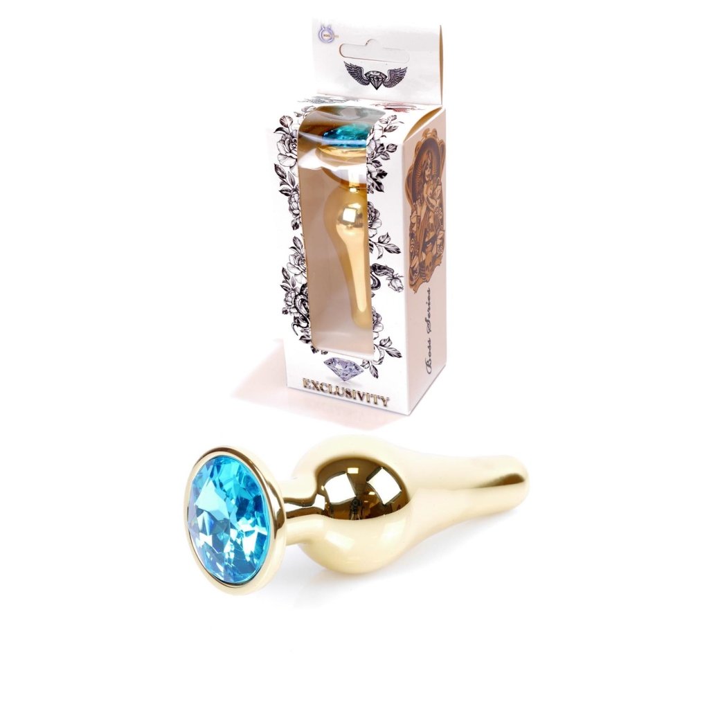 Plug-Jewelery Gold BUTT PLUG- Light Blue