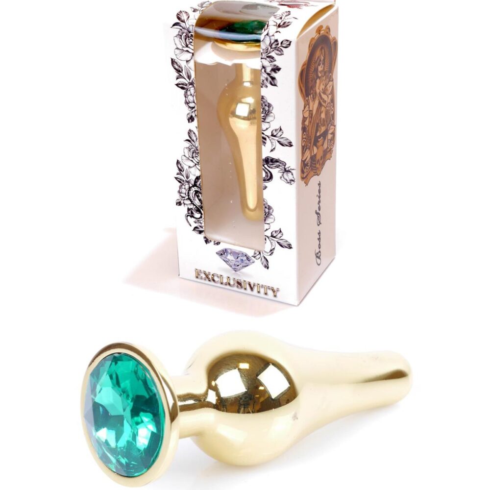 Plug-Jewelery Gold BUTT PLUG- Green