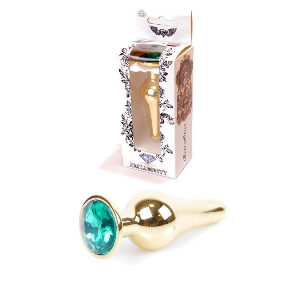 Plug-Jewelery Gold BUTT PLUG- Green