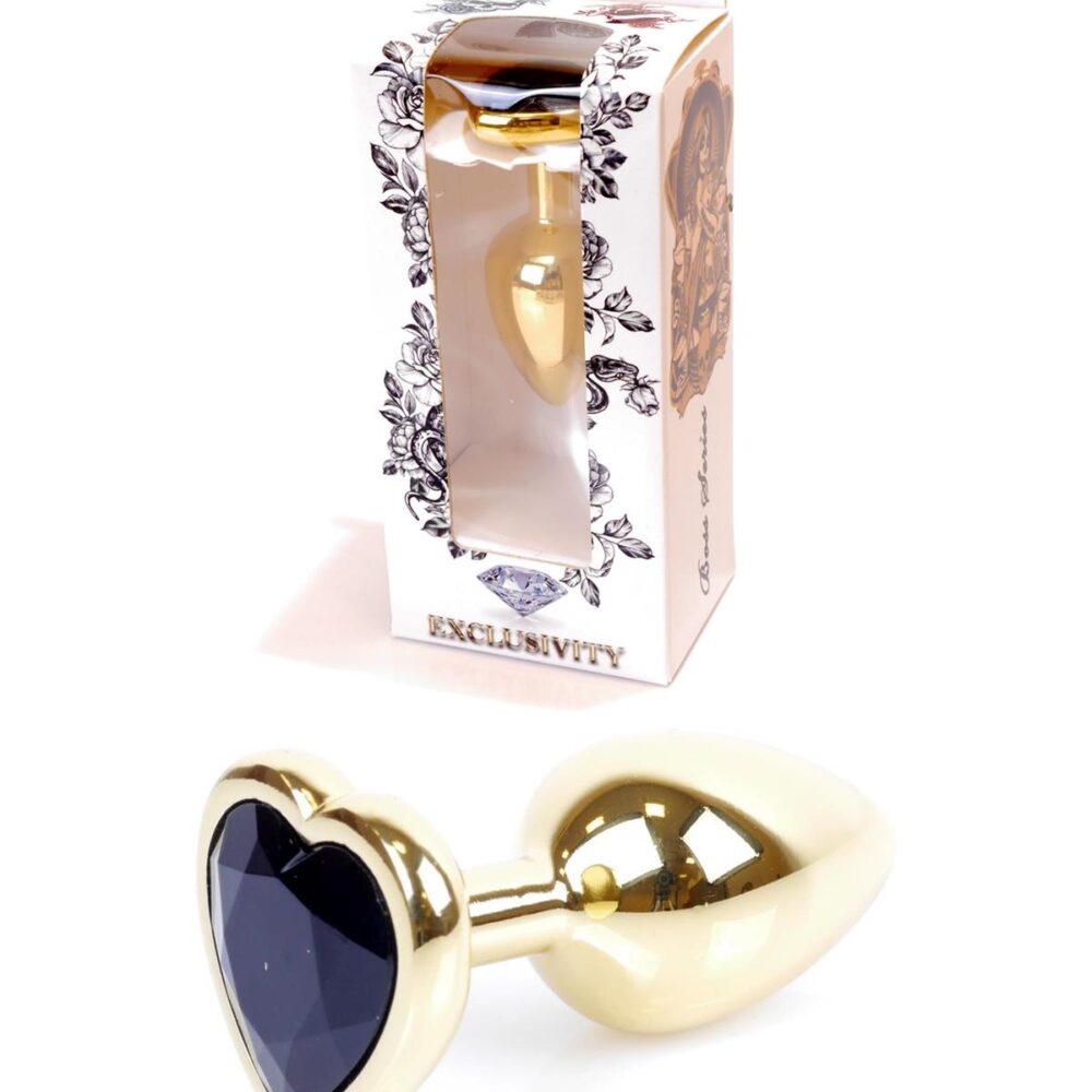 Plug-Jewelery Gold Heart PLUG- Black