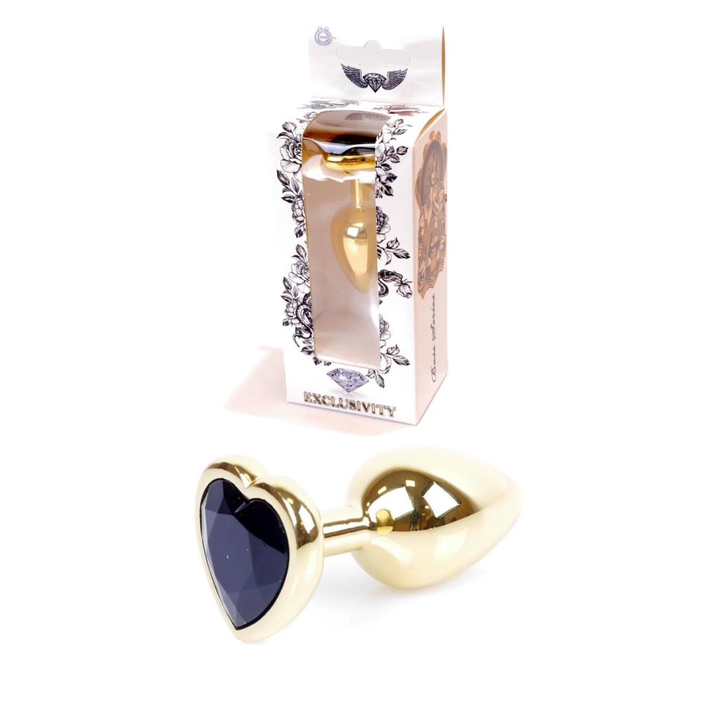 Plug-Jewelery Gold Heart PLUG- Black