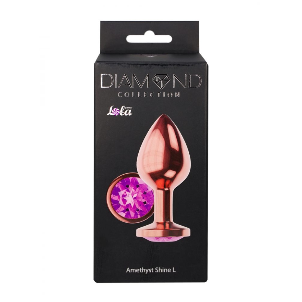 Butt Plug Diamond Amethyst Shine L Rose Gold