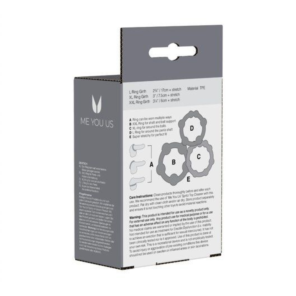 Me You Us Easy Squeeze Cock Ring Set Black - Image 5