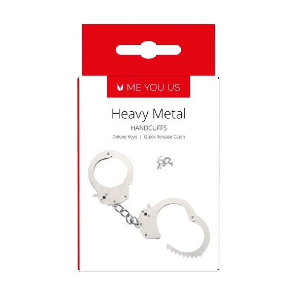 Me You Us Heavy Metal Handcuffs Silver - Image 3