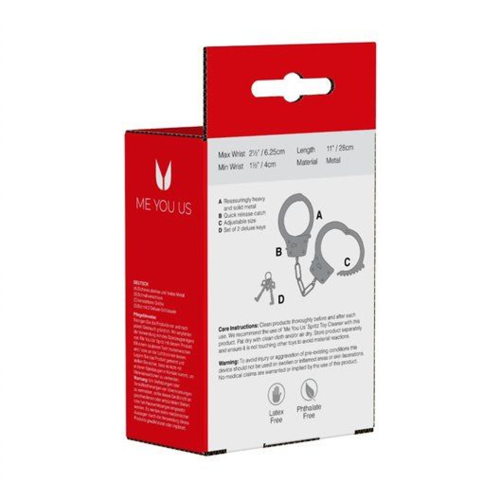 Me You Us Heavy Metal Handcuffs Silver - Image 5