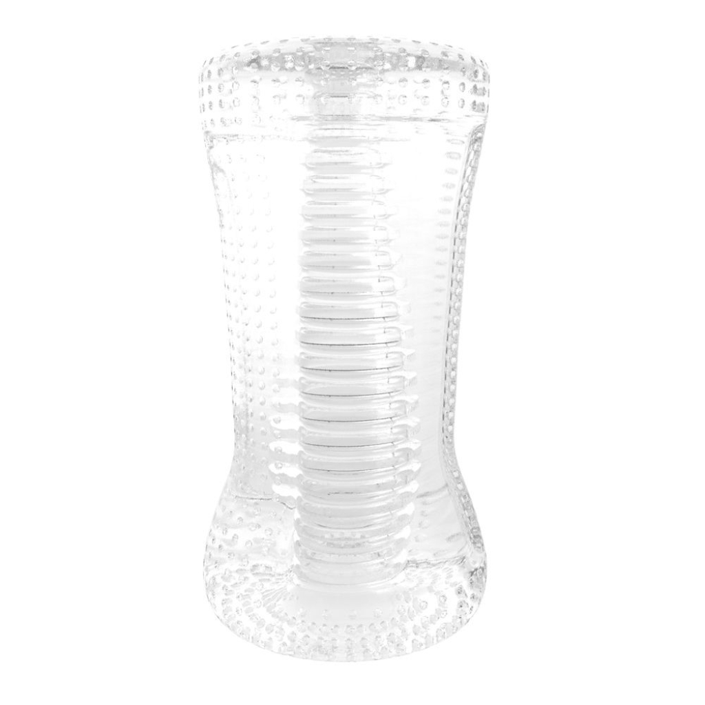 Me You Us Ripple Dual End Stroker Male Masturbator Transparent - Image 4