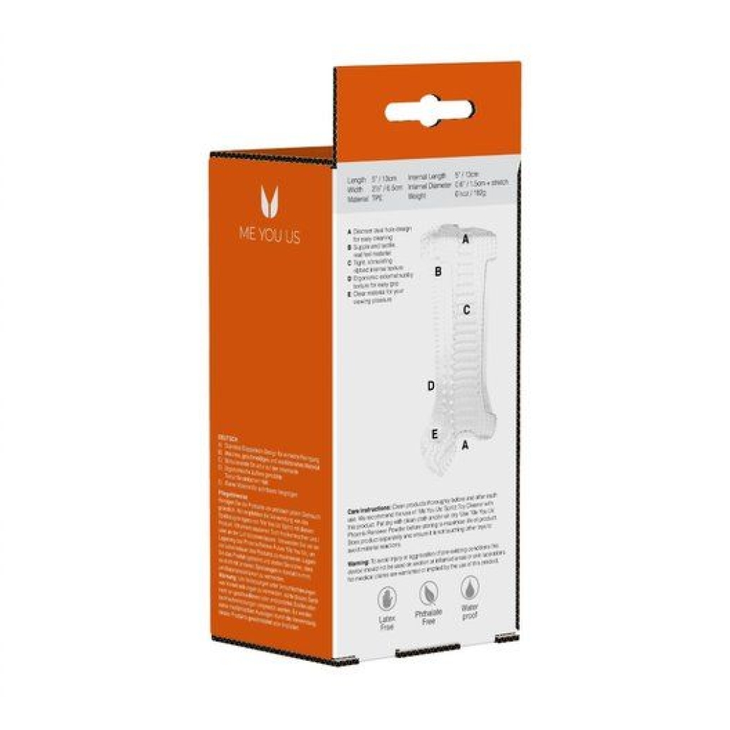 Me You Us Ripple Dual End Stroker Male Masturbator Transparent - Image 7