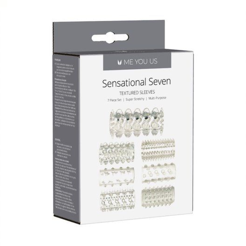 Me you Us Sensual Seven Textured Sleeves Transparent Small