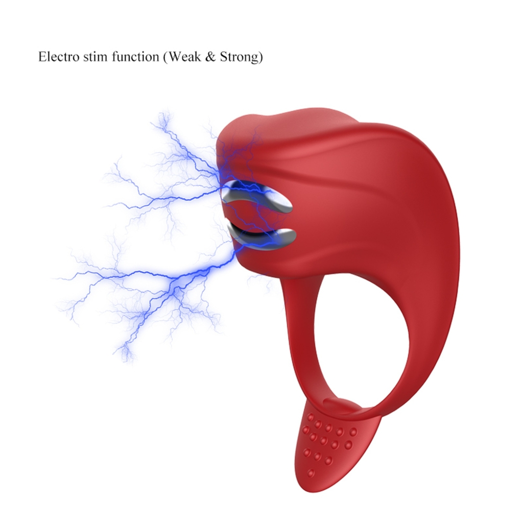 Foxshow - Vibrator - Silicone Ring Red USB 7 Function + Electro stim / remote control - Image 2