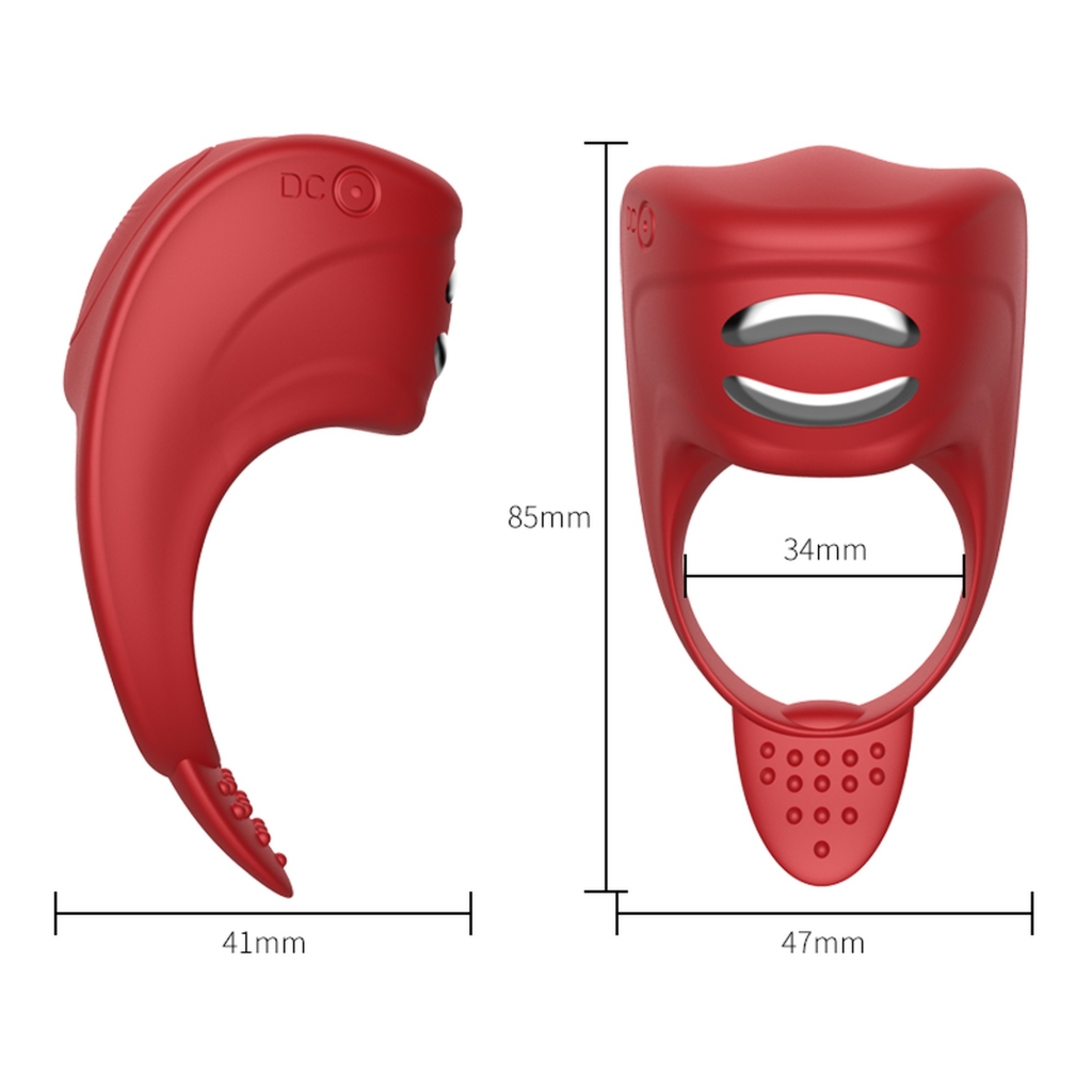 Foxshow - Vibrator - Silicone Ring Red USB 7 Function + Electro stim / remote control - Image 8