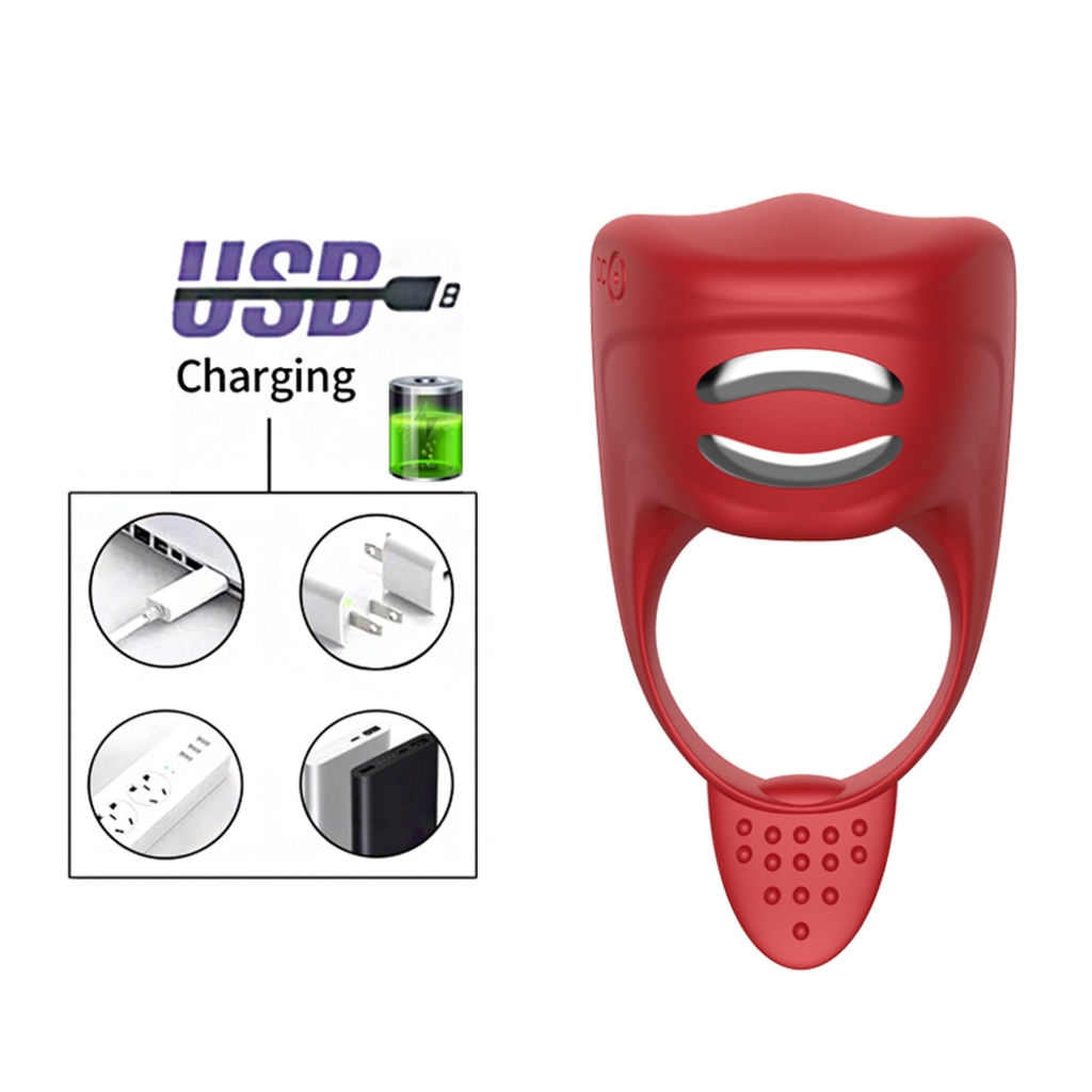 Foxshow - Vibrator - Silicone Ring Red USB 7 Function + Electro stim / remote control - Image 7