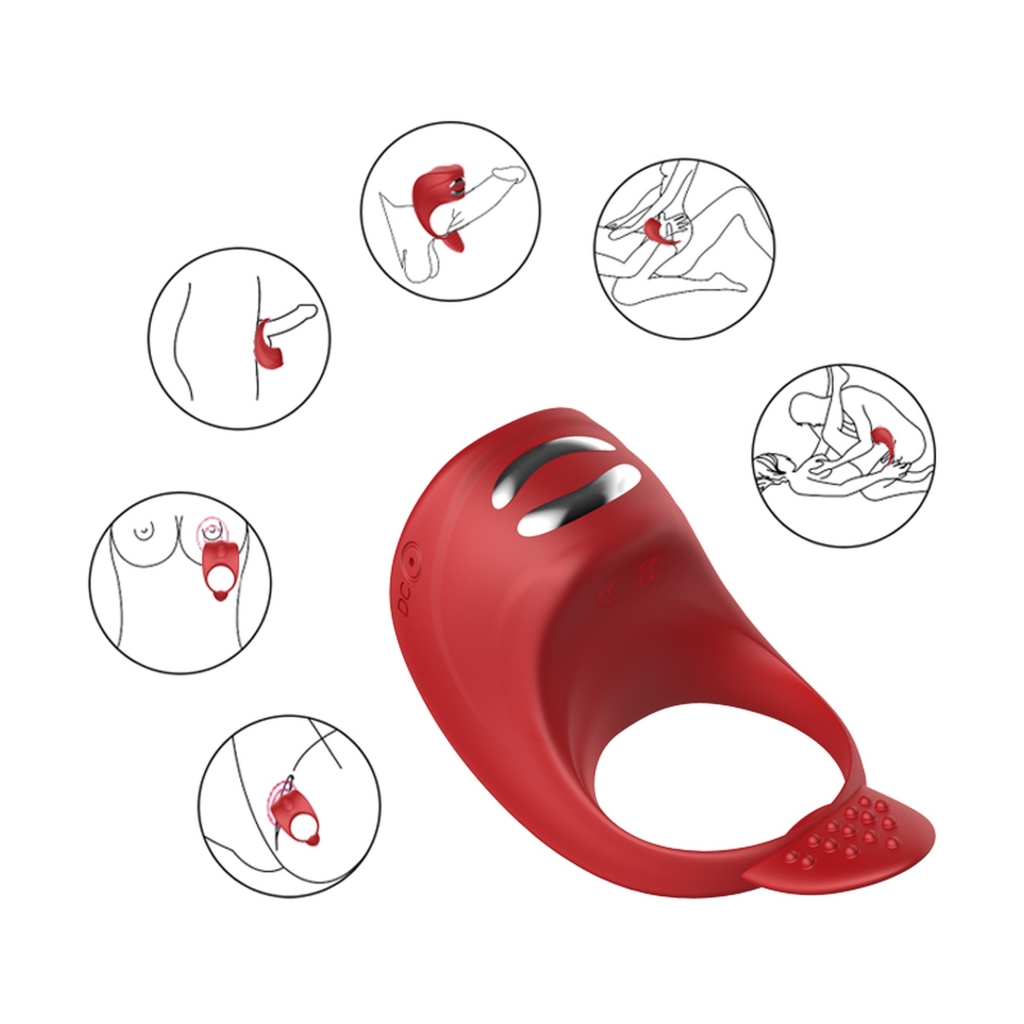 Foxshow - Vibrator - Silicone Ring Red USB 7 Function + Electro stim / remote control - Image 5