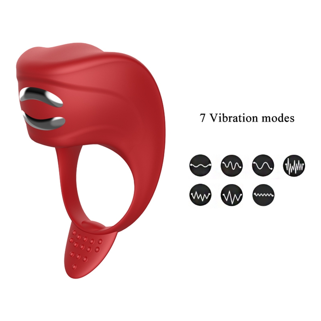 Foxshow - Vibrator - Silicone Ring Red USB 7 Function + Electro stim / remote control - Image 4