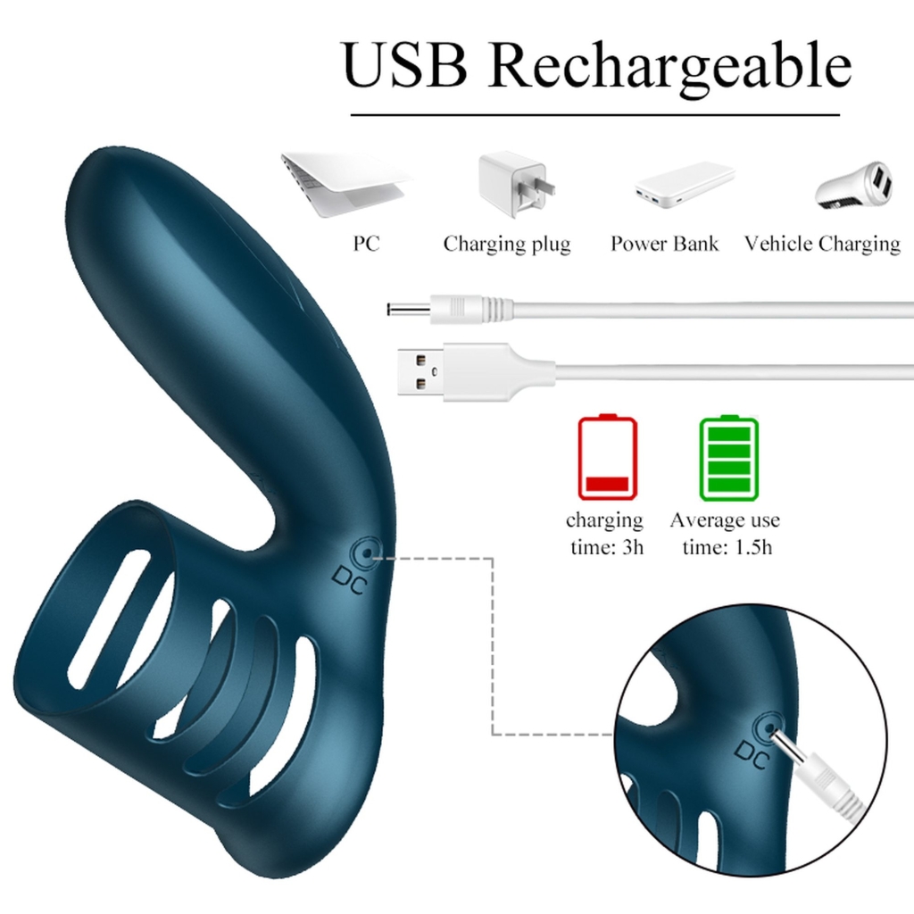 Foxshow - Vibrator - Silicone Ring Blue USB 7 Function - Image 7