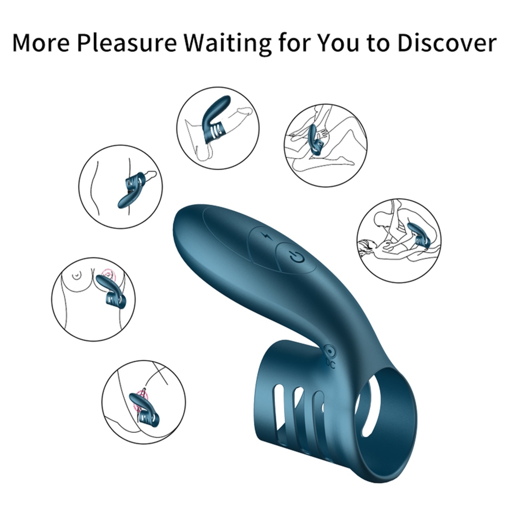Foxshow - Vibrator - Silicone Ring Blue USB 7 Function - Image 5
