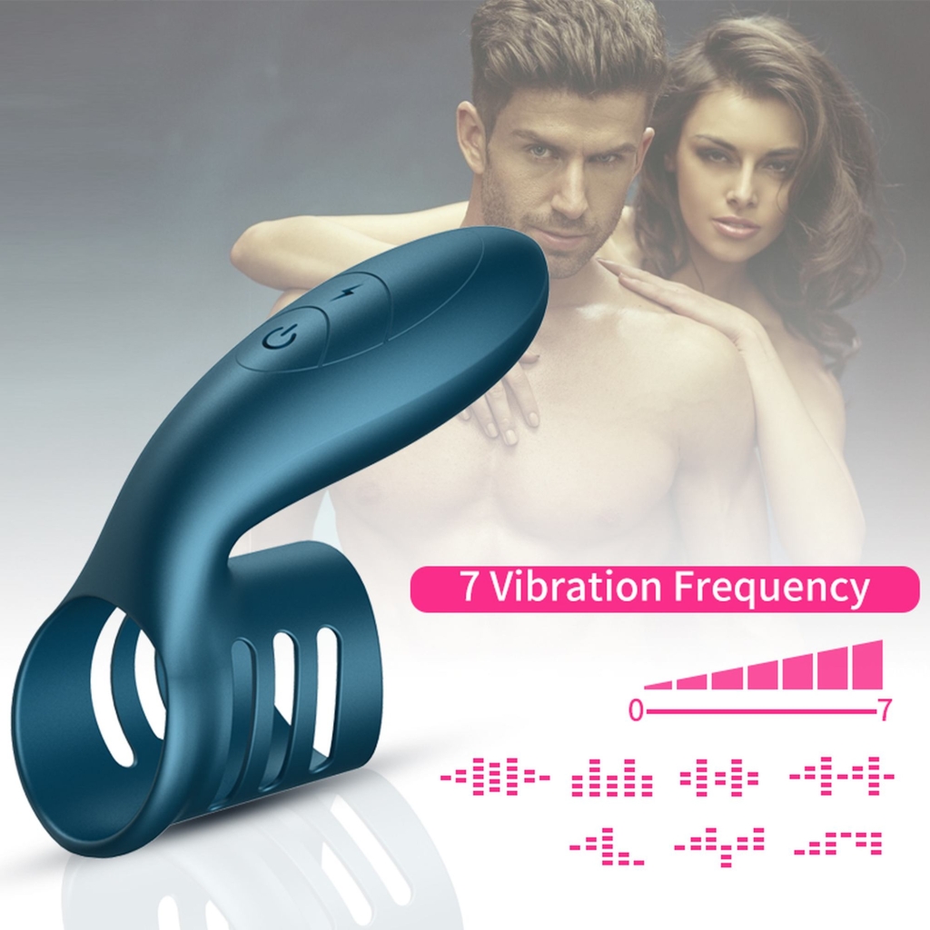 Foxshow - Vibrator - Silicone Ring Blue USB 7 Function - Image 4