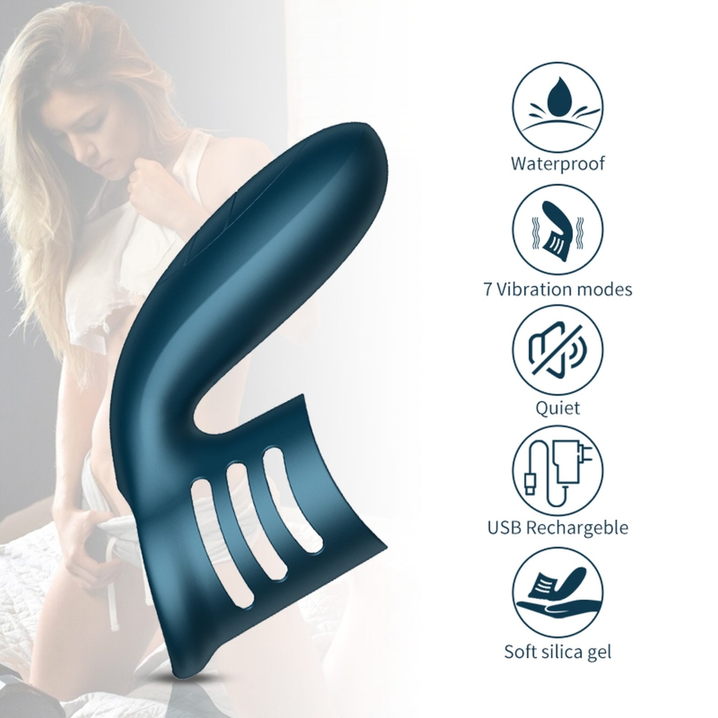 Foxshow - Vibrator - Silicone Ring Blue USB 7 Function - Image 3