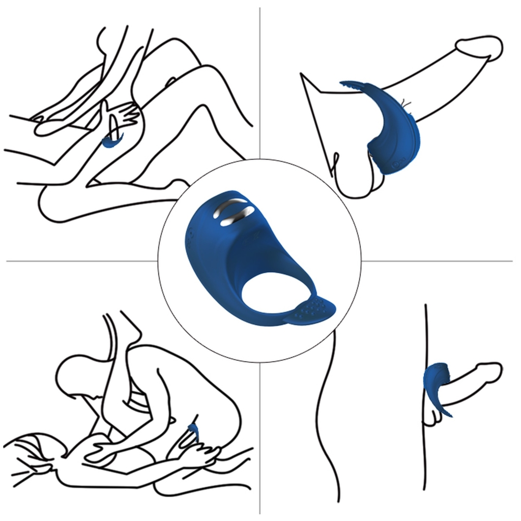 Foxshow - Vibrator - Silicone Ring Blue USB 7 Function + Electro stim / remote control - Image 5