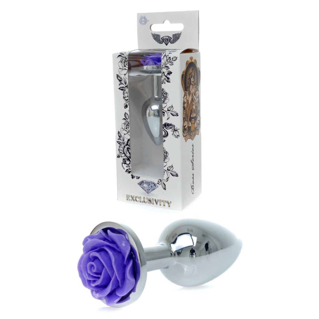 Silver Plug - Jewelery With Rose - Purple