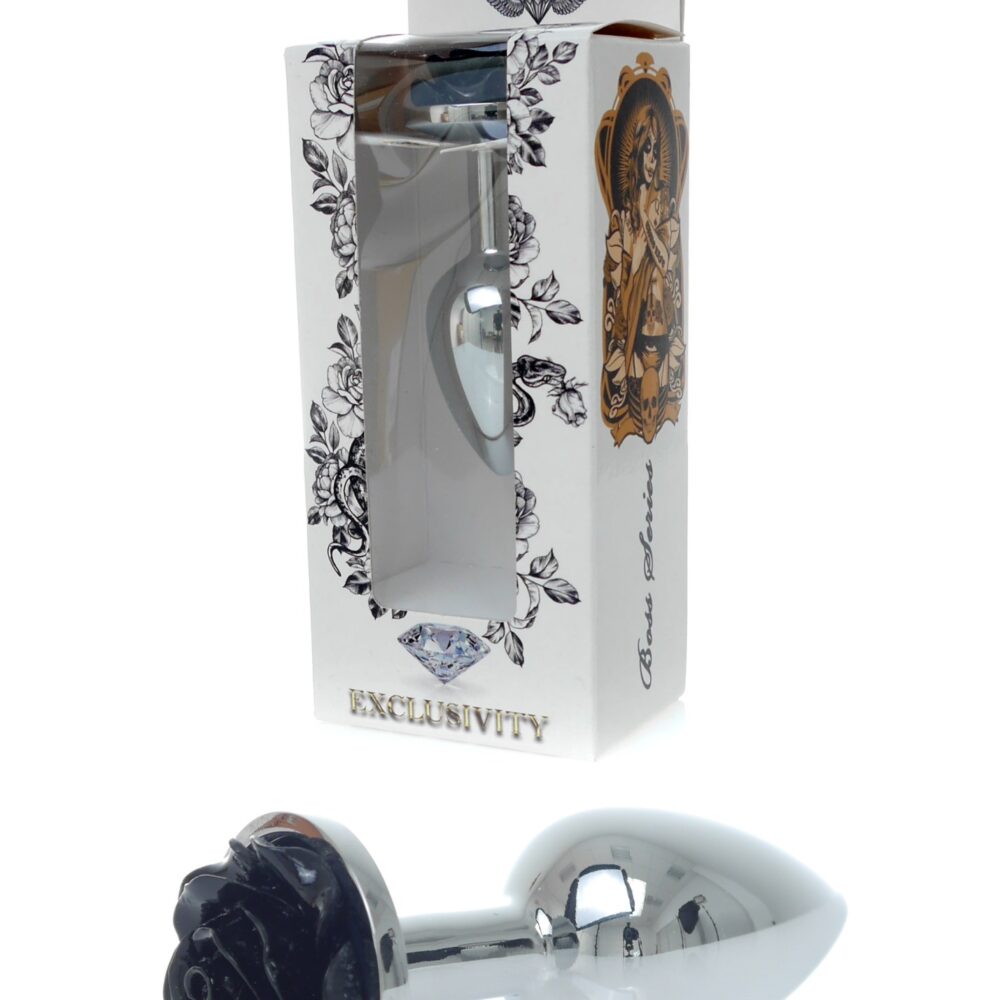 Silver Plug - Jewelery With Rose - Black