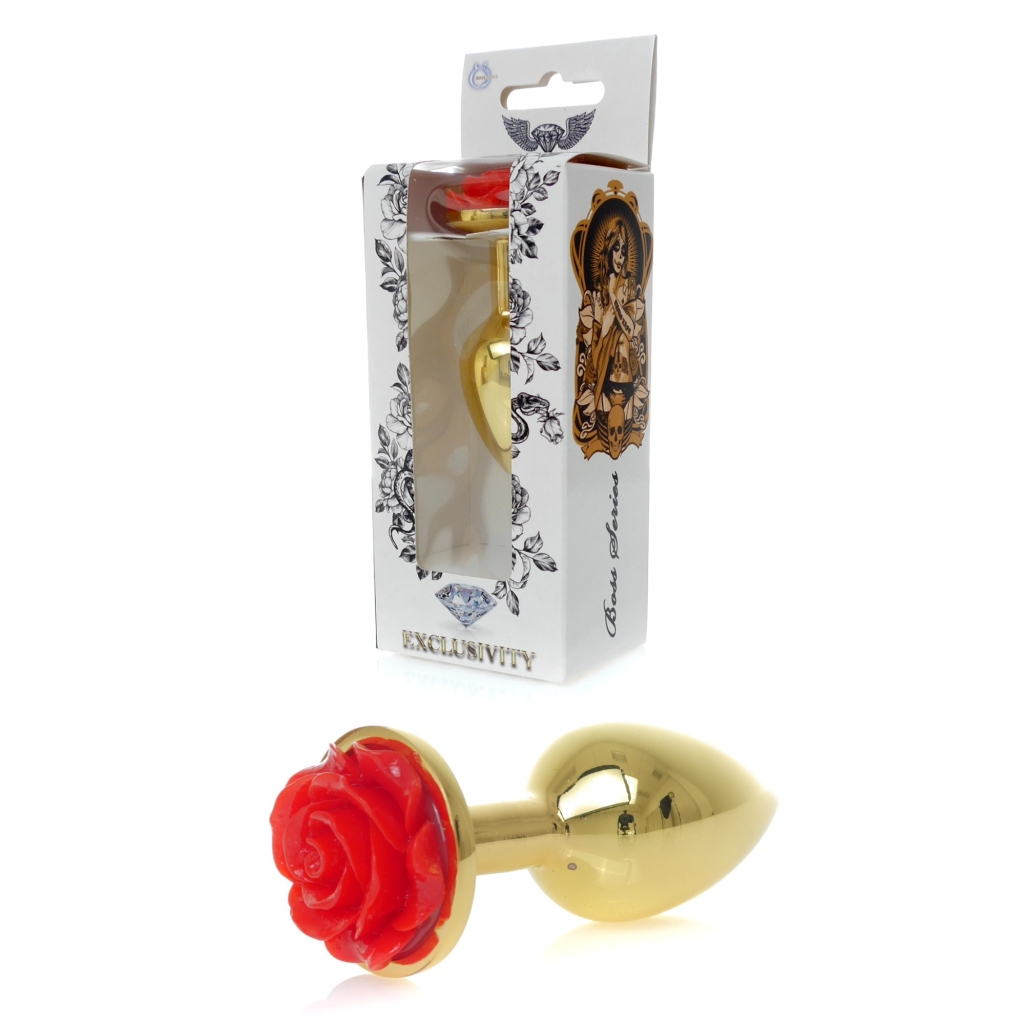 Gold Plug - Jewelery With Rose - Red
