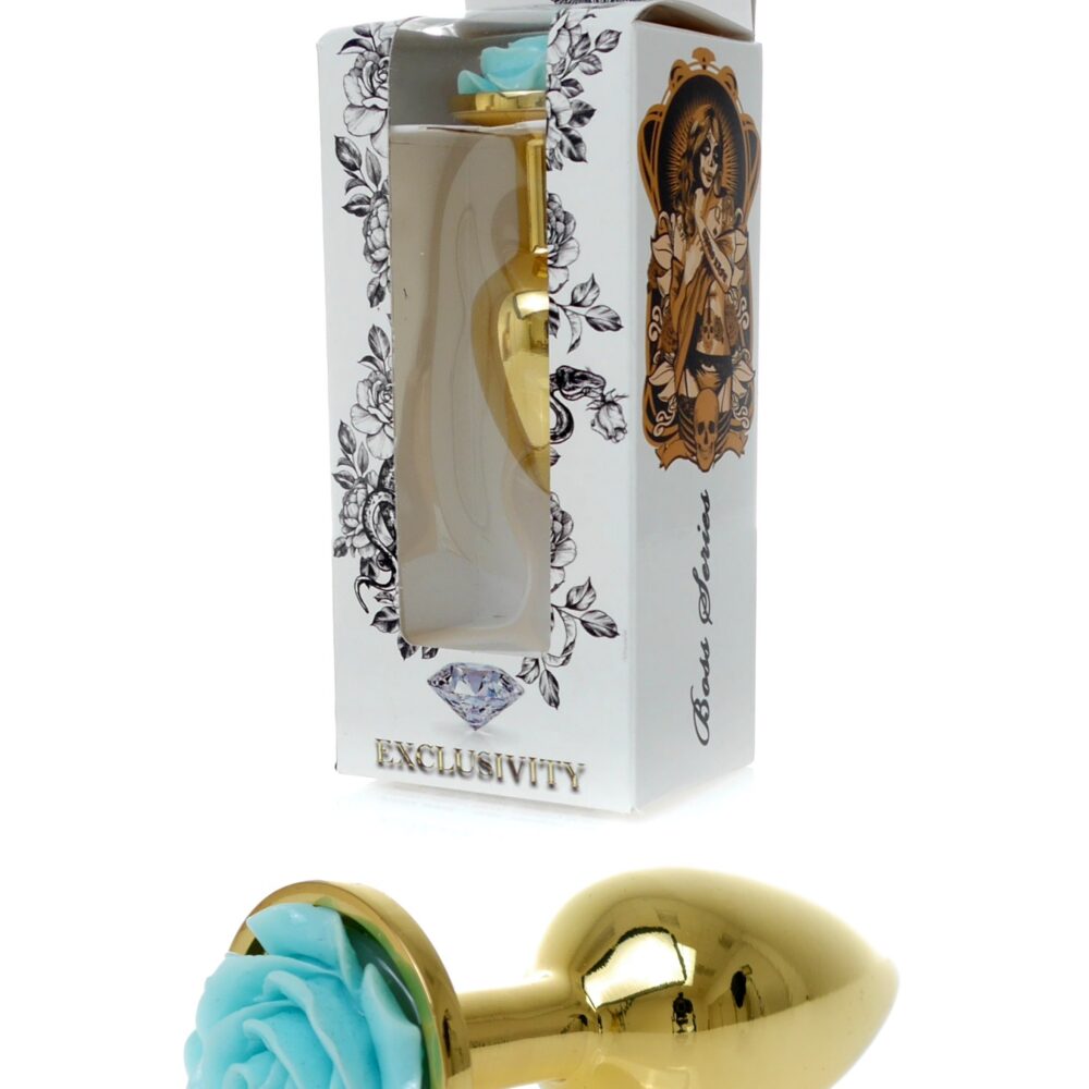 Gold Plug - Jewelery With Rose - Light Blue
