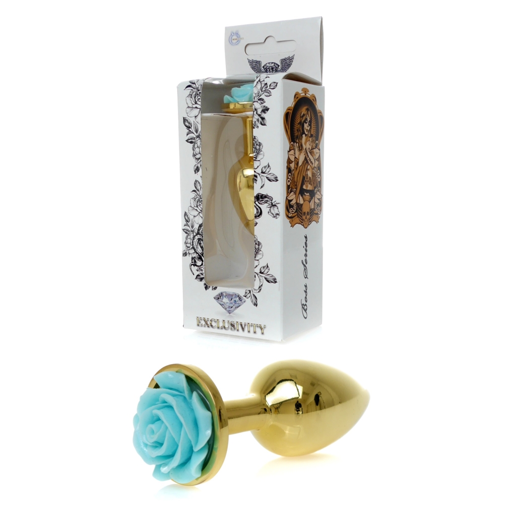 Gold Plug - Jewelery With Rose - Light Blue