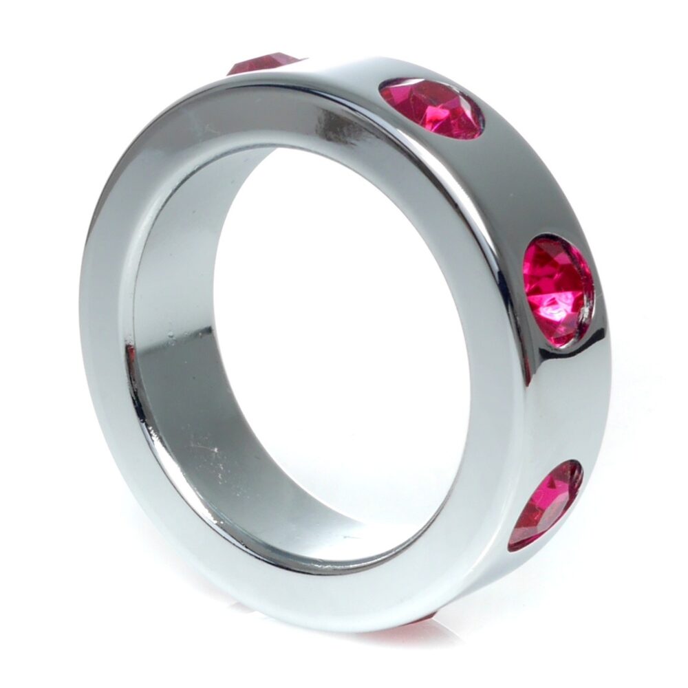 Metal Cock Ring with Pink Diamonds Medium