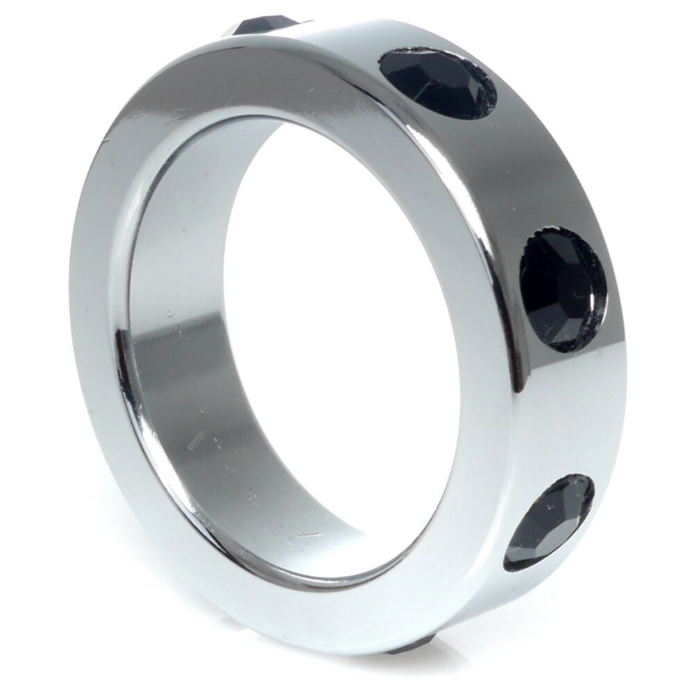 Metal Cock Ring with Black Diamonds Medium
