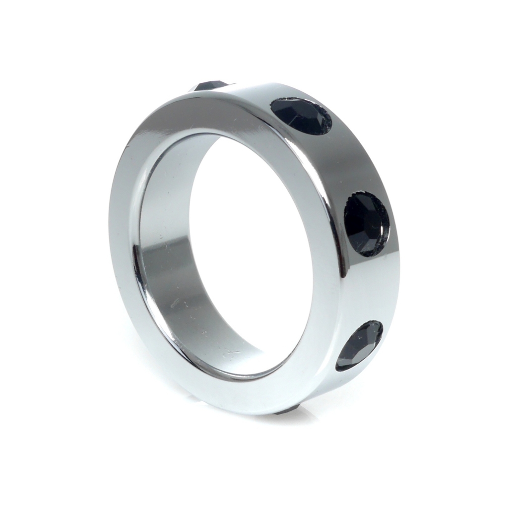Metal Cock Ring with Black Diamonds Medium